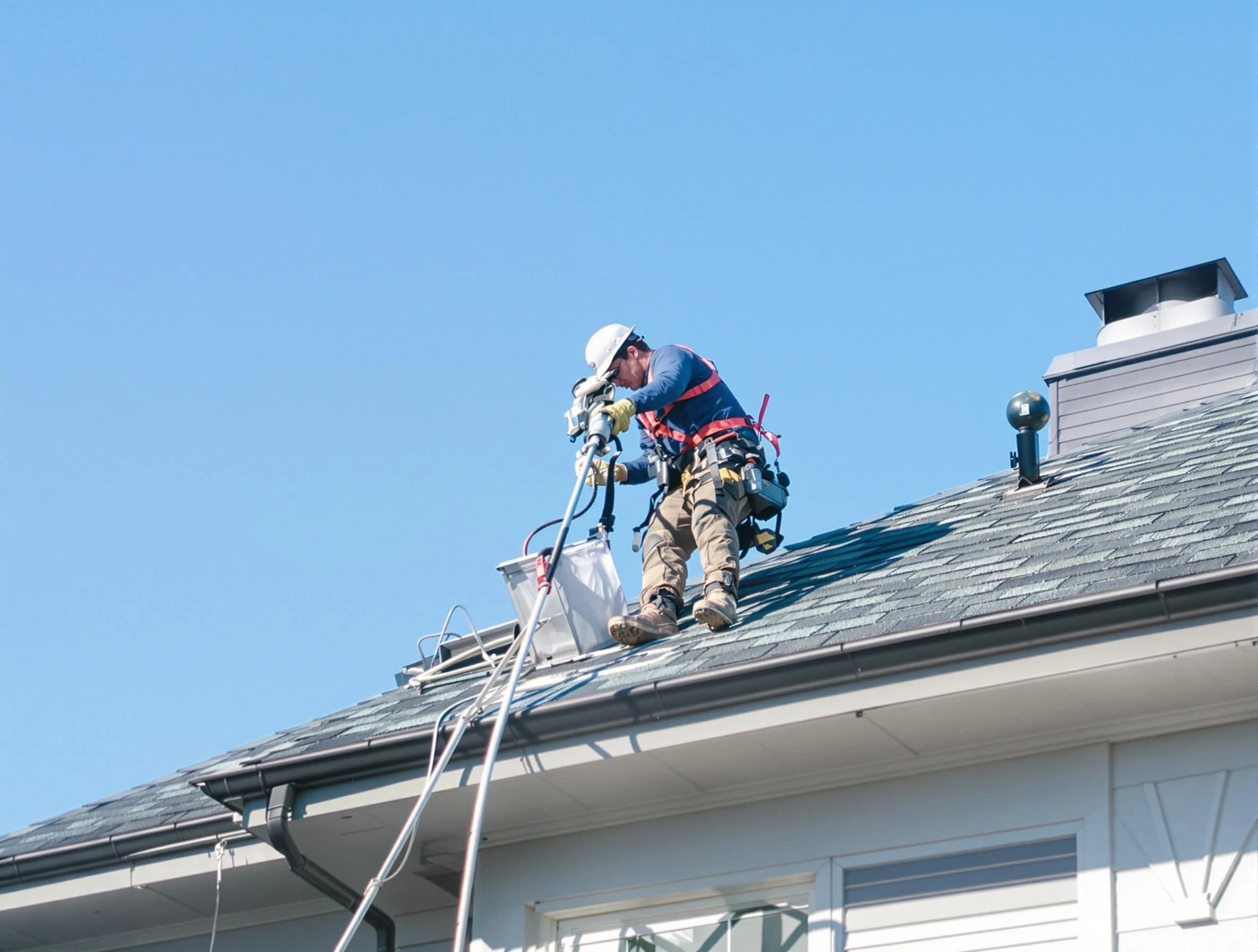 Tooele Dryer Vent Cleaning certified technician cleaning a roof-mounted dryer vent system in Tooele