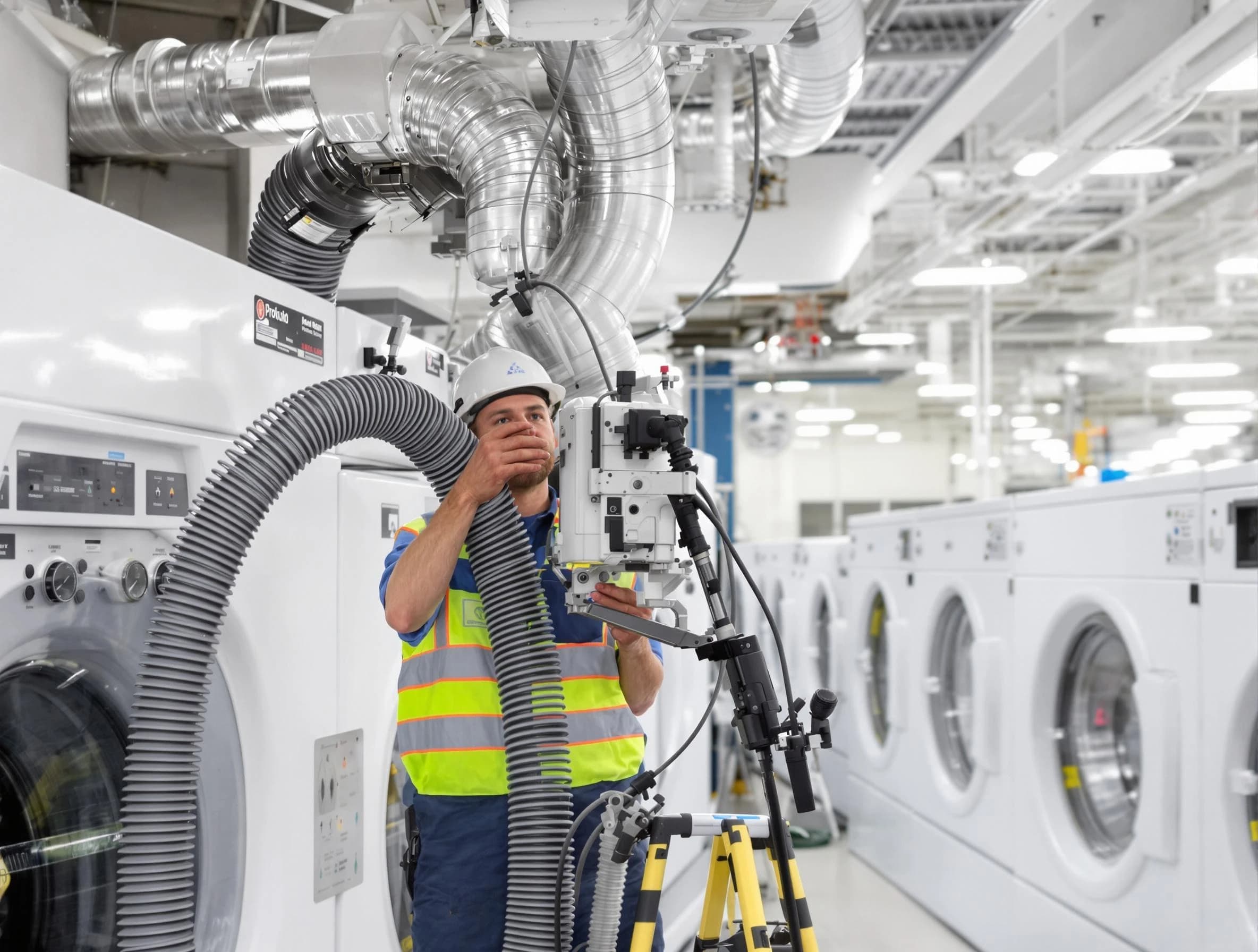 Tooele Dryer Vent Cleaning team performing commercial-grade dryer vent cleaning at a business facility in Tooele