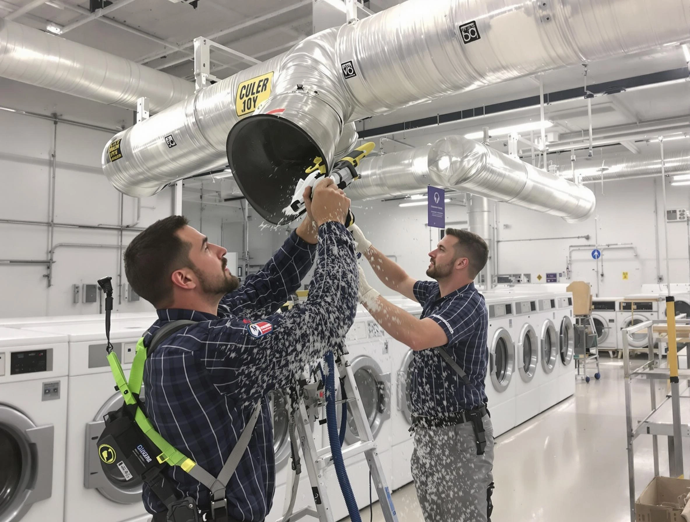 Tooele Dryer Vent Cleaning team performing large-scale commercial dryer vent cleaning in Tooele