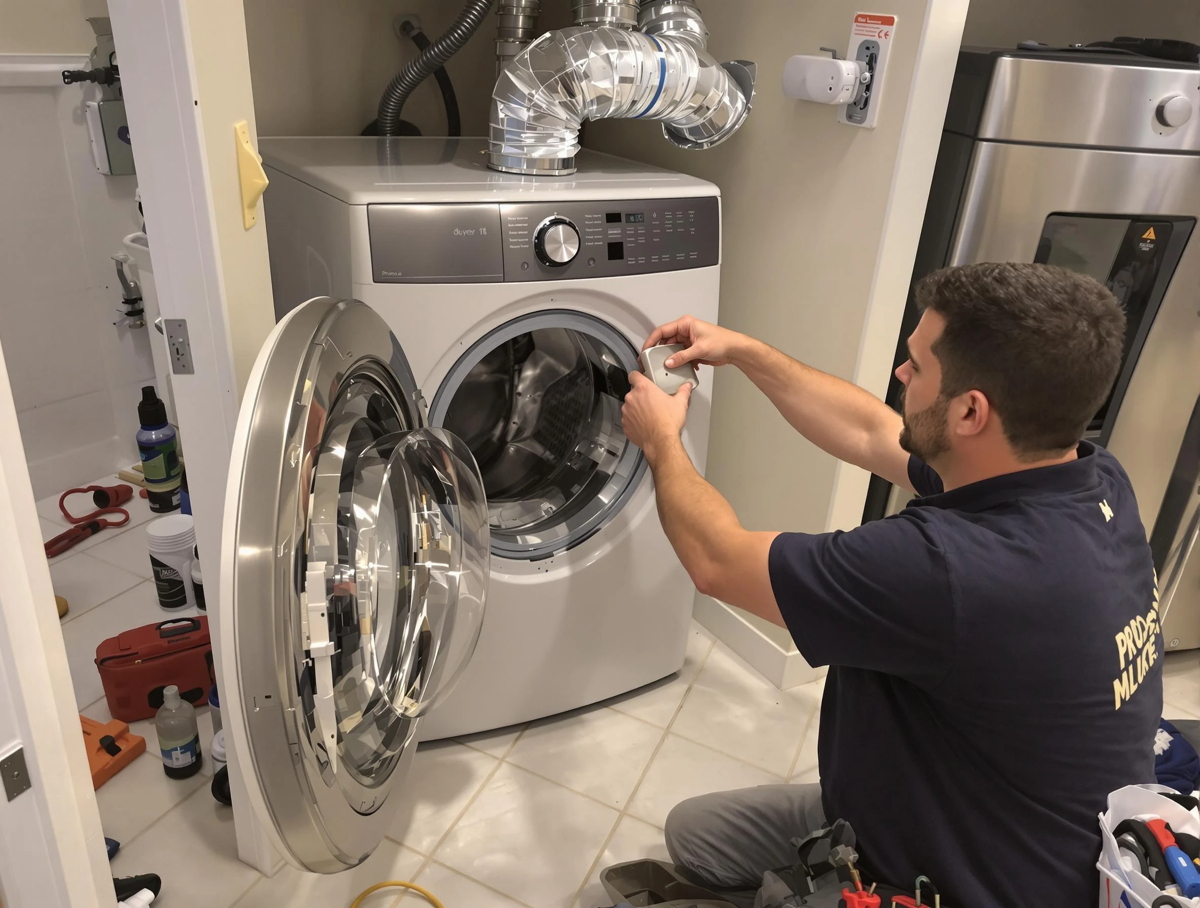 Tooele Dryer Vent Cleaning technician performing precise dryer vent hose installation in Tooele